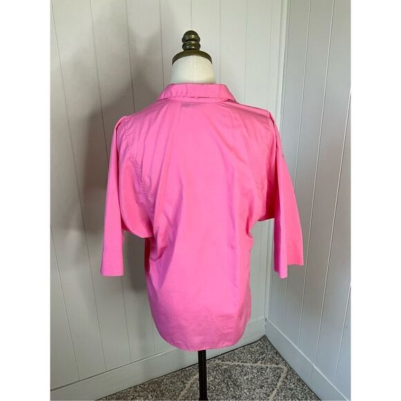 Hunters Glen Womens Large Button Front Shirt Pink Chest Pockets 3/4 Sleeves - Picture 8 of 15